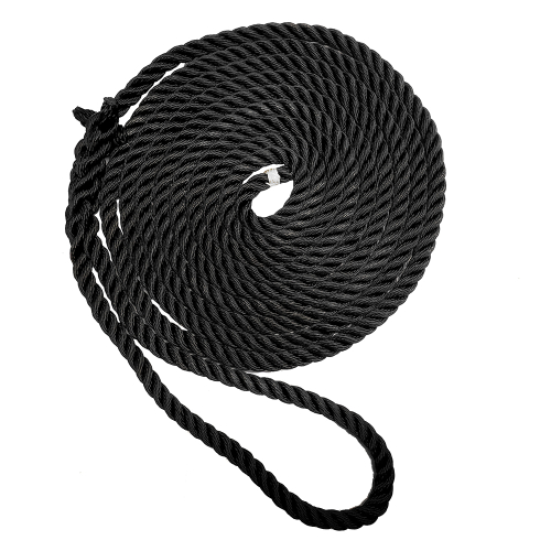 New England Ropes - New England Ropes 3/8" X 15&#39; Premium Nylon 3 Strand Dock Line - Black