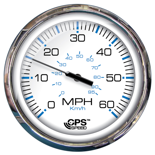 Faria Beede Instruments - Faria Chesapeake White SS 5" Speedometer - 60 MPH (GPS)(Studded)