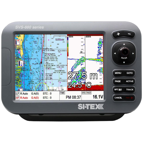 SI-TEX - SI-TEX SVS-880CF 8" Chartplotter/Sounder Combo w/Internal GPS Antenna & Navionics+ Flexible Coverage Chart Card