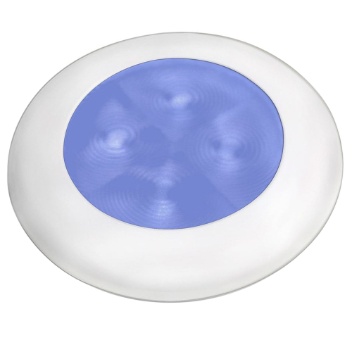 Hella Marine - Hella Marine Blue LED Round Courtesy Lamp - White Bezel - 24V