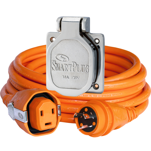 SmartPlug - SmartPlug 30 Amp 50&#39; Dual Configuration Cordset w/Tinned Wire &amp; 30 Amp Stainless Steel Inlet
