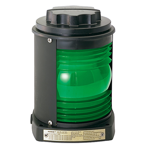 Perko - Perko Side Light - Black Plastic, Green Lens