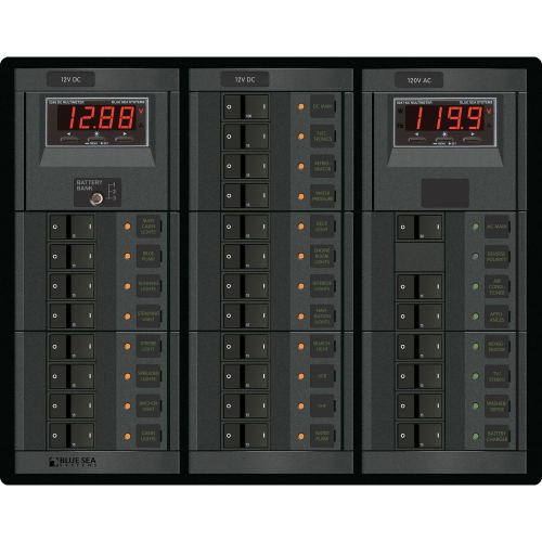 Blue Sea Systems - Blue Sea 1218 12V DC Main + 19 Positions / 120V AC Main + 6 Positions
