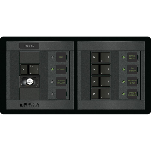 Blue Sea Systems - Blue Sea 1193 ELCI Main 30A Double Pole + 4 Positions Horizontal