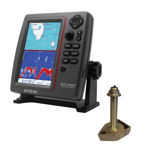 SI-TEX - SI-TEX SVS-760CF Dual Frequency Chartplotter/Sounder w/Navionics+ Flexible Coverage & 1700/50/200T-CX Transducer