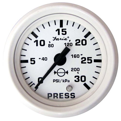 Faria Beede Instruments - Faria Dress White 2" Water Pressure Gauge (30 PSI)