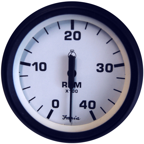 Faria Beede Instruments - Faria Euro White 4" Tachometer 4000 RPM (Diesel) (Mechanical Takeoff &amp; Var Ratio Alt)