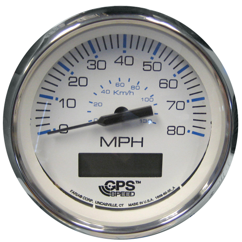 Faria Beede Instruments - ​Faria Chesapeake White SS 4" Speedometer w/LCD Heading Display - 80MPH (GPS)