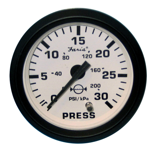 Faria Beede Instruments - Faria Euro White 2" Water Pressure Gauge (30 PSI)
