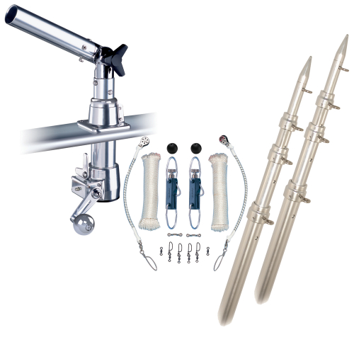Rupp Marine - Rupp Z-30 Top Gun Outrigger Kit w/18' Poles & Complete Single Line Rigging Kit w/Klickers Release Clips
