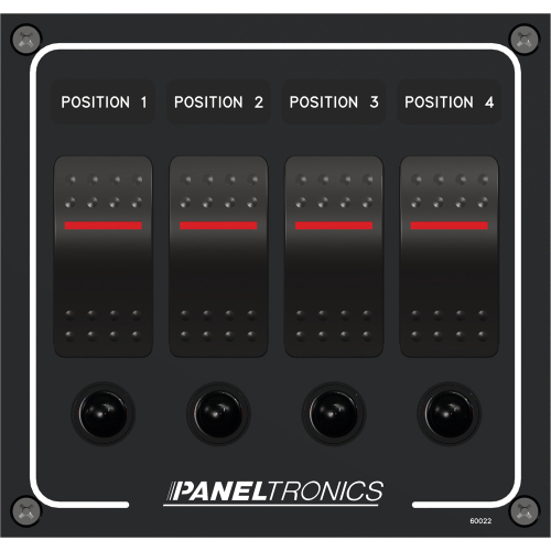 Paneltronics - Paneltronics Waterproof Panel - DC 4-Position Illuminated Rocker Switch & Circuit Breaker