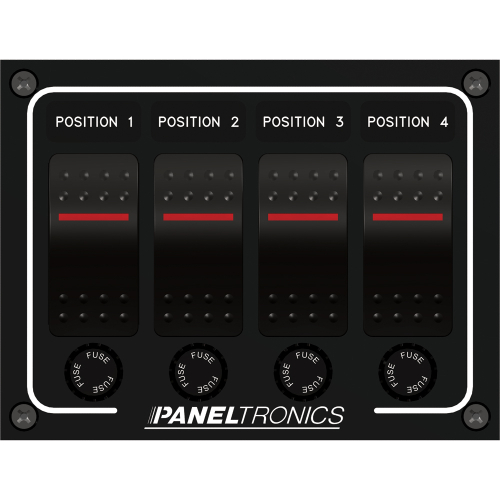 Paneltronics - Paneltronics Waterproof Panel - DC 4-Position Illuminated Rocker Switch & Fuse