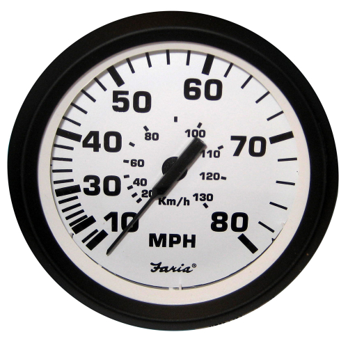 Faria Beede Instruments - Faria Euro White 4" Speedometer - 80MPH (Pitot)