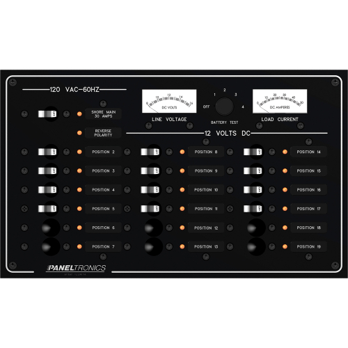 Paneltronics - Paneltronics Standard Panel - AC/DC 19 Position Circuit Breaker w/Meters & LEDs