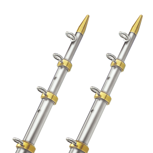 TACO Marine - TACO 15' Telescopic Outrigger Poles HD 1-&#189;" - Silver/Gold