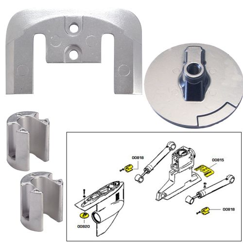 Tecnoseal - Tecnoseal Anode Kit w/Hardware - Mercury Bravo 2-3 - Zinc