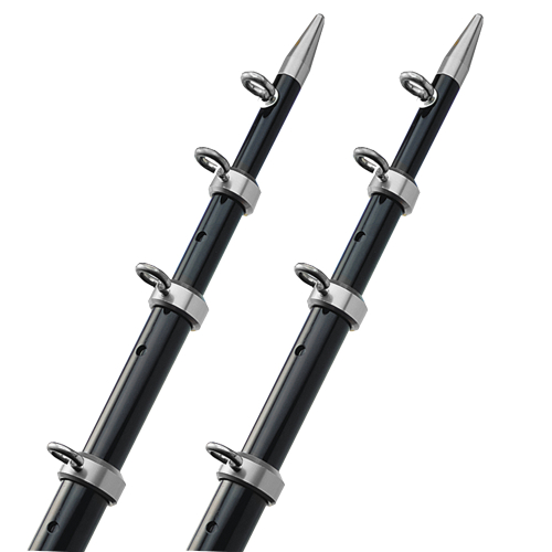TACO Marine - TACO 15' Telescopic Outrigger Poles HD 1-&#189;" - Black/Silver