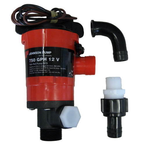 Johnson Pump - Johnson Pump Twin Port 750 GPH Livewell Aerating Pump - 12V