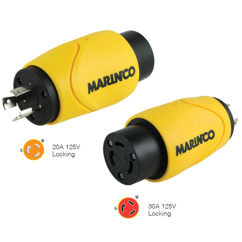 Marinco - Marinco Straight Adapter 20Amp Locking Male to 30Amp Locking Female Connector