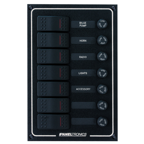 Paneltronics - Paneltronics Waterproof DC 7 Position Lighted Rocker & Fuse