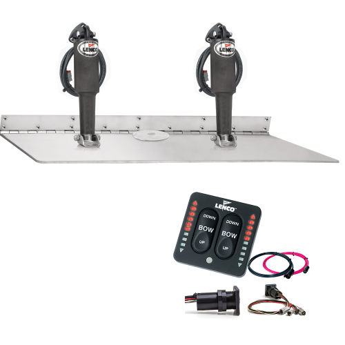 Lenco Marine - Lenco 16" x 24" Dual Actuator Super Strong Trim Tab Kit w/LED Indicator Switch Kit 12V