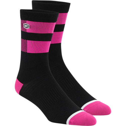 100% - 100% Flow Performance Socks - 24005-491-17 - Black/Fluorescent Pink - Sm-Md