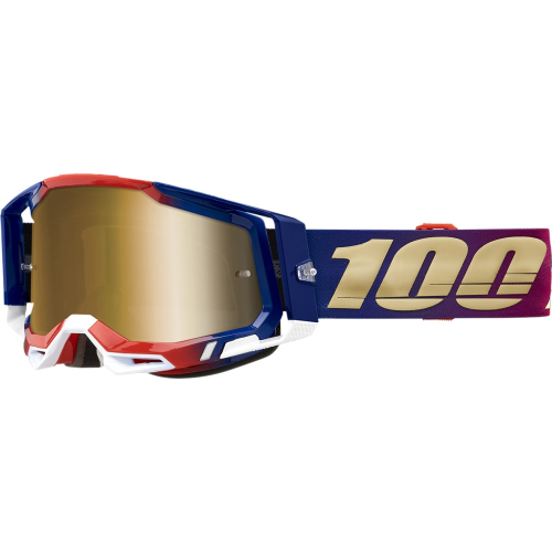 100% - 100% Racecraft 2 United Goggles - 50121-253-02 - United/Blue/Red/Gold / Gold Mirror Lens - OSFM