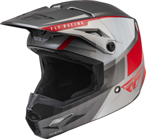 Fly Racing - Fly Racing Kinetic Drift Youth Helmet - 73-8643YM - Charcoal/Lite Gray/Red - Medium
