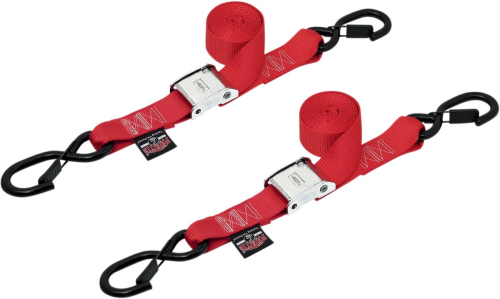 Powertye - Powertye 1 1/2in. Cam-Buckle with Safety Latch Hooks - Red - 28621-S