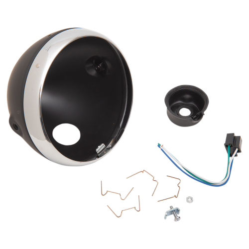 Emgo - Emgo Lucas Style 7in. Side Mount Headlight Shells - Black - 66-65068