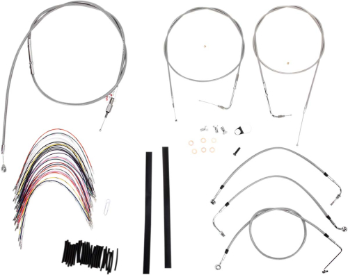 Burly Brand - Burly Brand Extended Cable/Brake Line Kit for 18in. Gorilla Handlebars - Stainless Steel - B30-1081