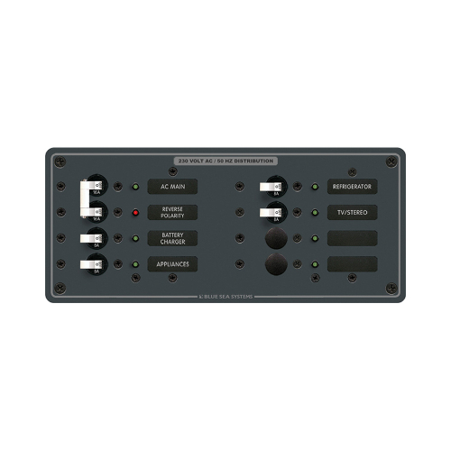 Blue Sea Systems - Blue Sea 8512 Breaker Panel - AC Main + 6 Position - White
