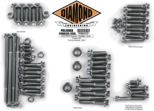 Diamond Engineering - Diamond Engineering 12-Point Polished Stainless Engine Kit - PB607S