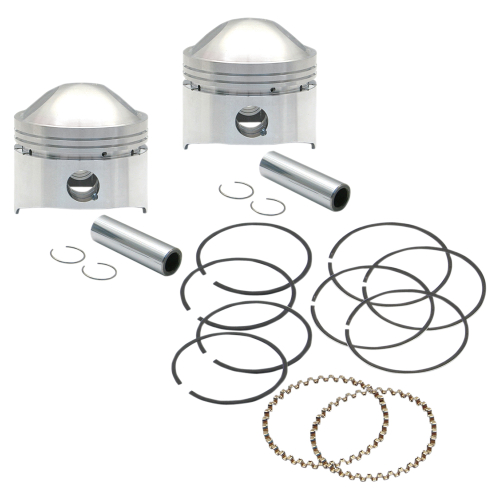 S&S Cycle - S&S Cycle Forged Piston Kit (74ci.) - Standard Bore 3 7/16in. +.010.,8:1 Low Compression - 106-5496