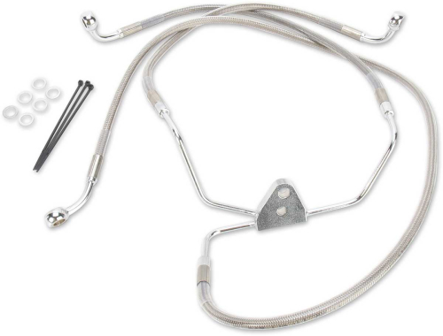 Drag Specialties - Drag Specialties Extended Stainless Steel Front Brake Line Kit - Clear Coated - 16in./ 36 7/8in. - 660411-10