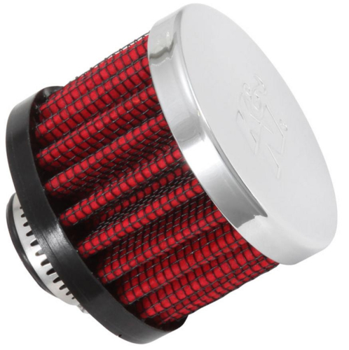 K&N Engineering - K&N Engineering Rubber Base Crankcase Vent Filter - 1/2in. Flange - Chrome End Cap - 62-1330