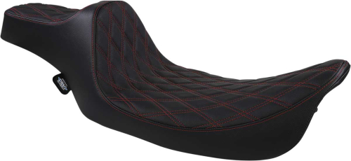 Drag Specialties - Drag Specialties Extended Reach Predator III Seat - Double Diamond, Red Thread - 0801-1371