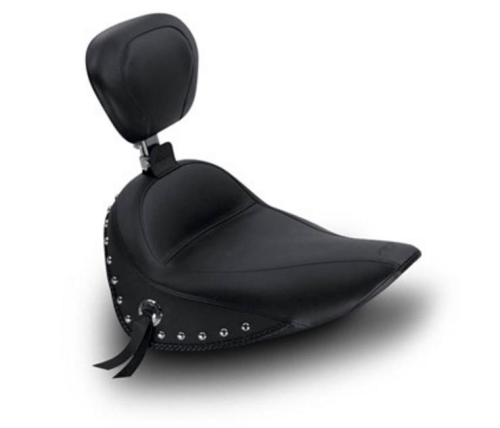 Mustang - Mustang Vintage Sport Solo Seat with Driver Backrest - Chrome Studs - 79714