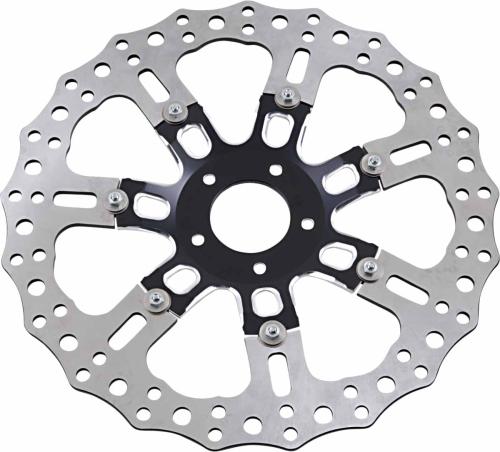 Arlen Ness - Arlen Ness 14in. Two-Piece Floating Front Brake Rotor - 7 Valve Black - 33-10301-203