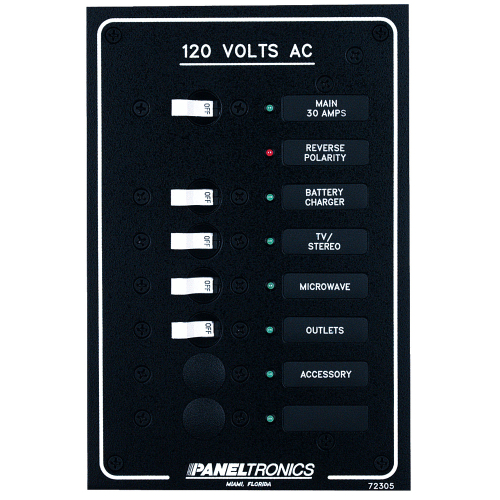 Paneltronics - Paneltronics Standard AC 6 Position Breaker Panel & Main w/LEDs