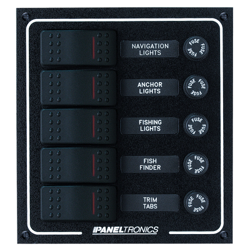 Paneltronics - Paneltronics Waterproof DC 5 Position Lighted Rocker & Fuse