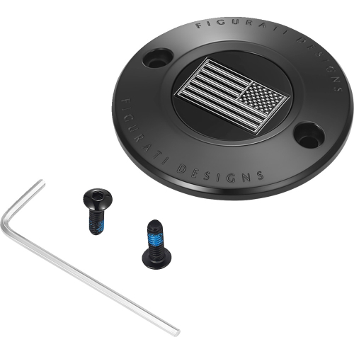 Figurati Designs - Figurati Designs Timing Cover - Black with Contrast Cut American Flag - 2 Hole - FD26R-TC-2H-BLK