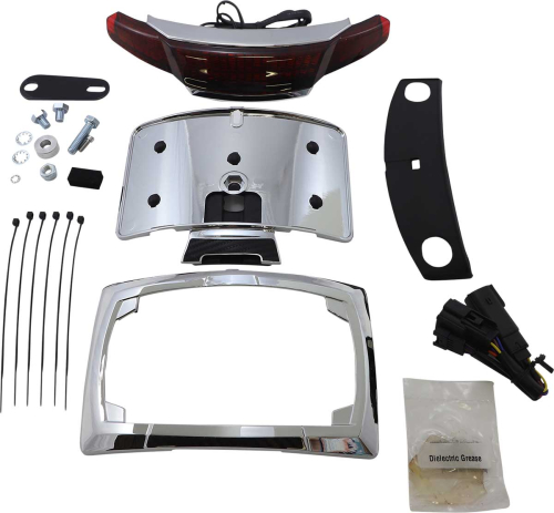 Ciro - Ciro Tail Light and License Plate Mount - Chrome with Red Lens - 40073
