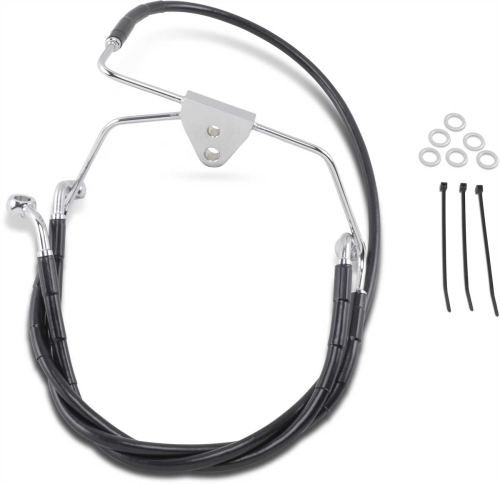Drag Specialties - Drag Specialties Extended Stainless Steel Front Brake Line Kit - Black Vinyl Coated - 16in./30 7/8in. - 660411-4BLK