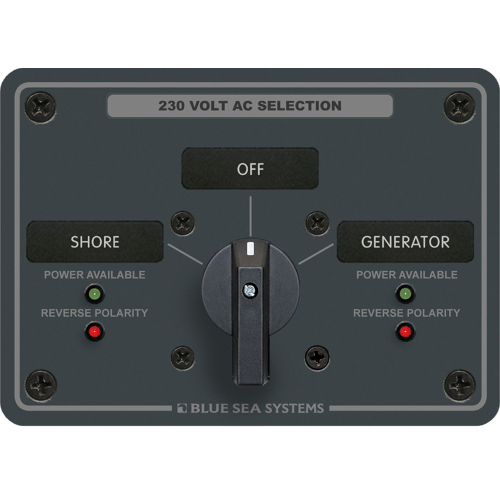 Blue Sea Systems - Blue Sea 8359 AC Rotary Switch Panel 30 Ampere 2 Positions + OFF, 2 Pole