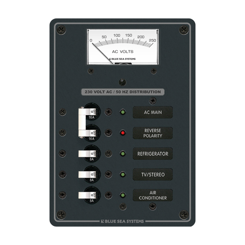 Blue Sea Systems - Blue Sea 8143 AC Main + Branch A-Series Toggle Circuit Breaker Panel (230V) - Main + 3 Position
