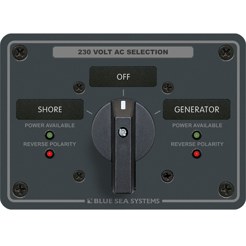 Blue Sea Systems - Blue Sea 8357 AC Rotary Switch Panel 65 Ampere 2 Position + OFF, 2 Pole