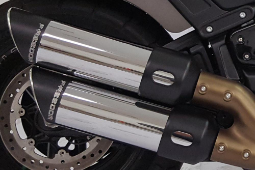 Freedom Performance - Freedom Performance M8 Fatbob Slip-On - Chrome with Black Tips - HD00719