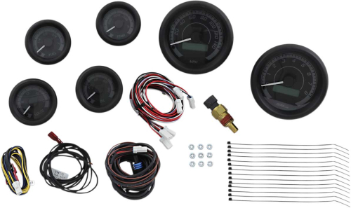 Dakota Digital - Dakota Digital MVX-8K Analog/Digital Plug-In Instrumentation Six-Gauge Kit - Black/Gray Background - Black Bezel - MVX-8604-KG-K