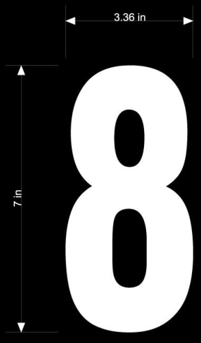 Dirt Digits - Dirt Digits Extreme Digits Competition Stick-On 7in. White Number - 8 - XT73W-8